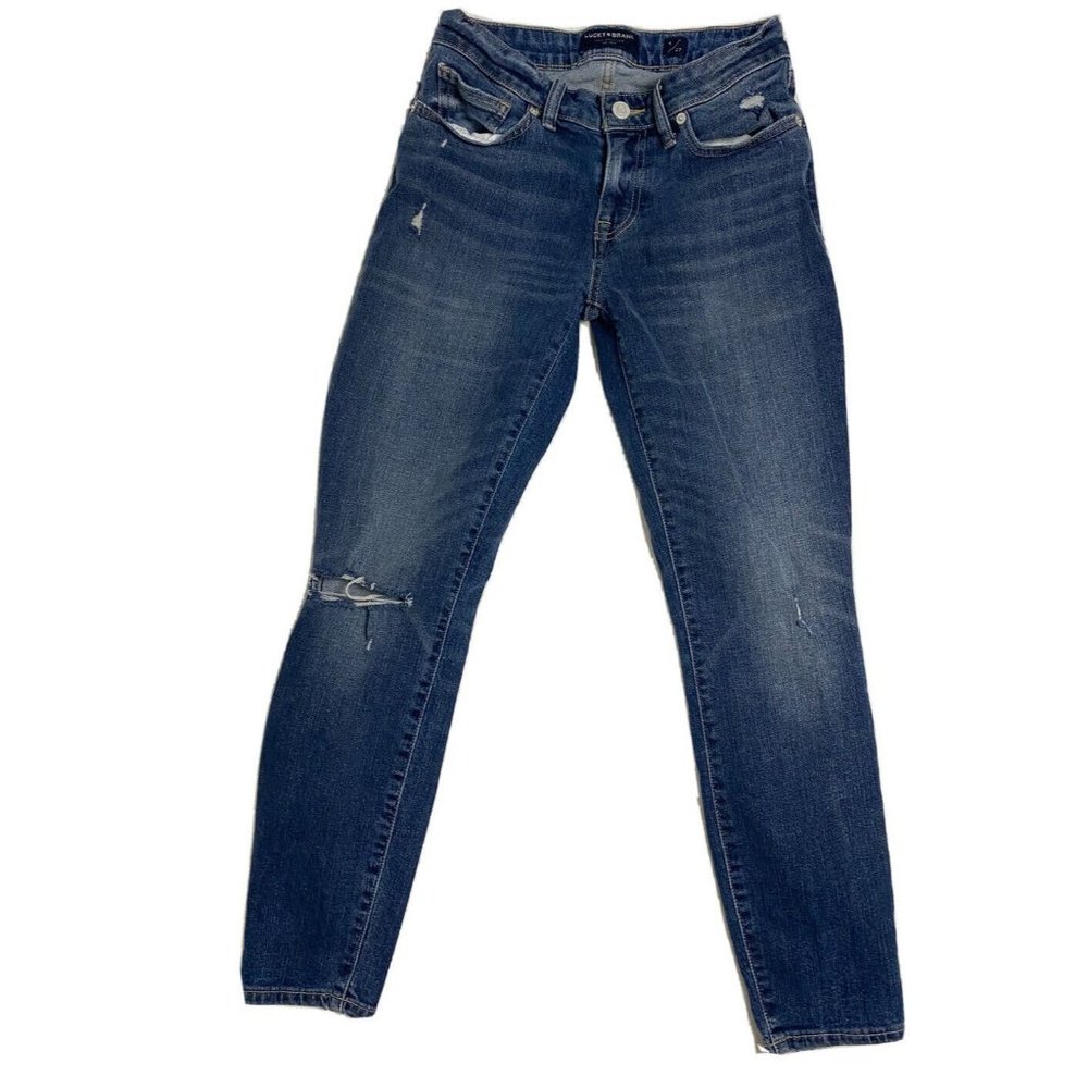 Lucky Brand Denim Blue Jeans Size 4/27 LOLITA Low Rise Skinny Dark Wash Faded